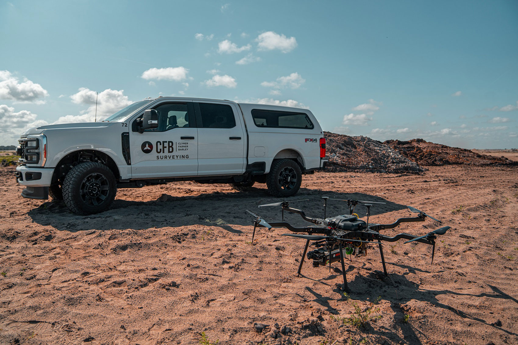 CFB Geospatial Drone and Truck in a field