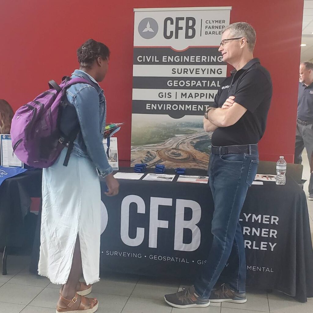 CFB Civil Engineering talking to a student at GID professionals day