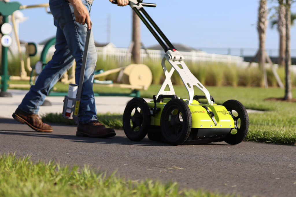 Impulse Radar ground penetrating radar (GPR) unit being operated by SUE field crew.