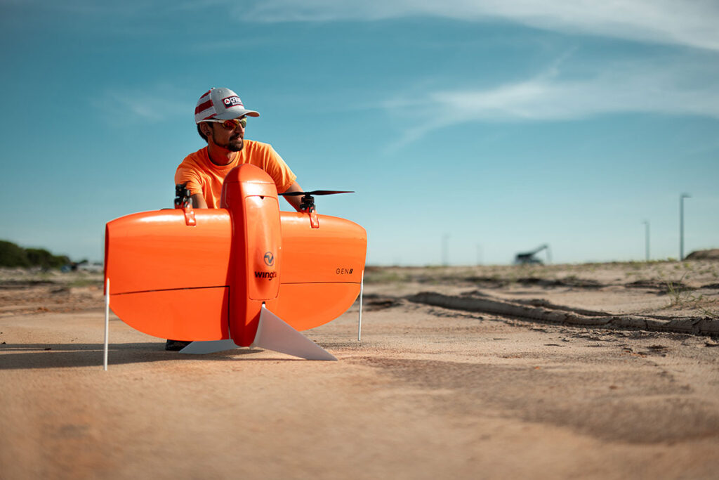 Brandon Rowland with the Wingtra Drone